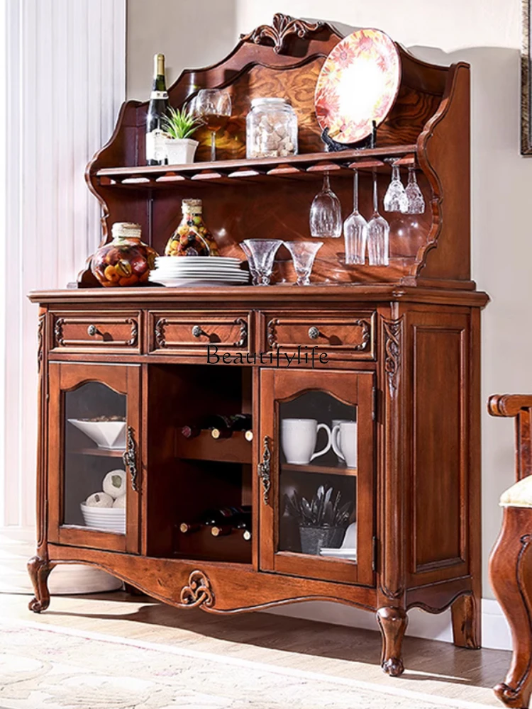 American all solid wood integrated wall storage side storage tea cabinet European wine cabinet