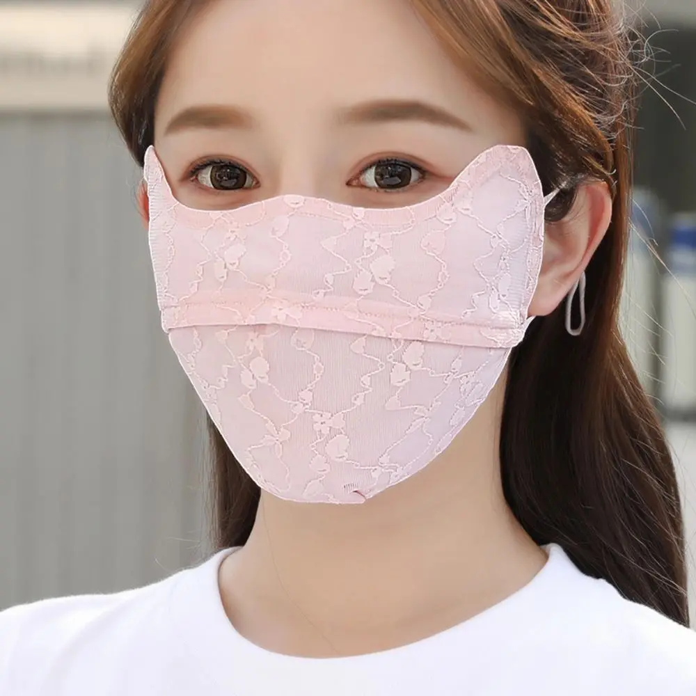 Protección ocular para niña protección UV colgante tipo oreja Color sólido senderismo máscara de protección solar cubierta facial máscara de seda de hielo bufanda facial