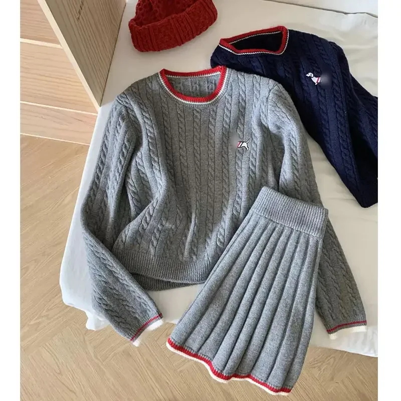 Ropa de Golf de primavera para mujer, trajes de Golf de alta calidad, suéter de punto a la moda, cárdigan + Falda plisada, conjunto de dos piezas, ropa de Golf para mujer