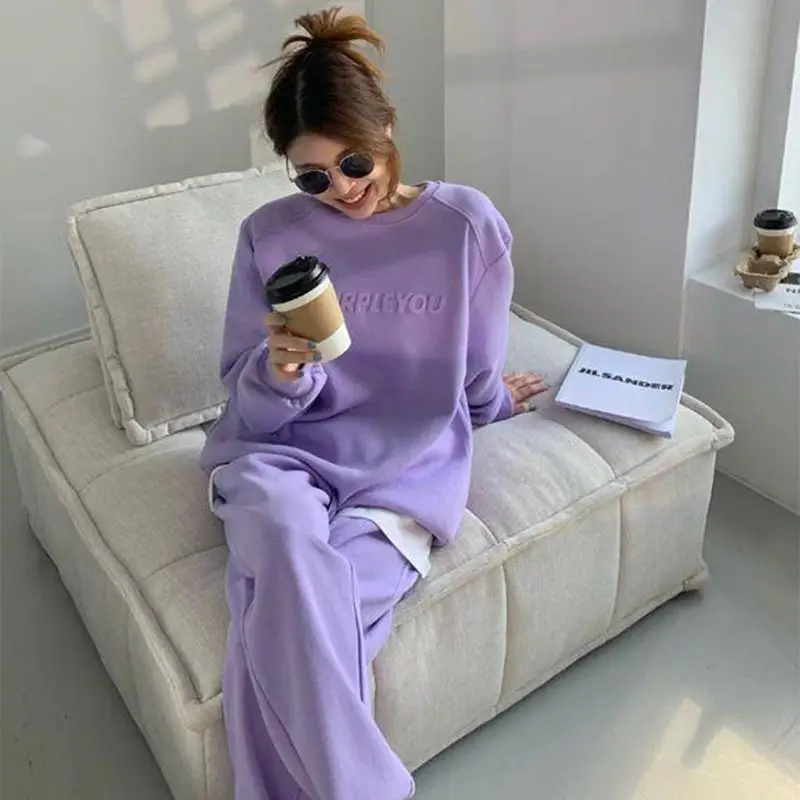 Long Sleeve Tracksuits Thermal Washable Sweatsuit Set Thickened Sweatshirt Lounge Sets For Christmas