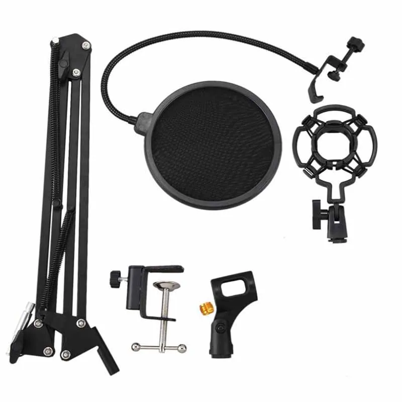 

Extendable Recording Microphone Holder Suspension Boom Scissor Arm Stand Holder with Mic Clip Table Mounting Clamp Shock Mount