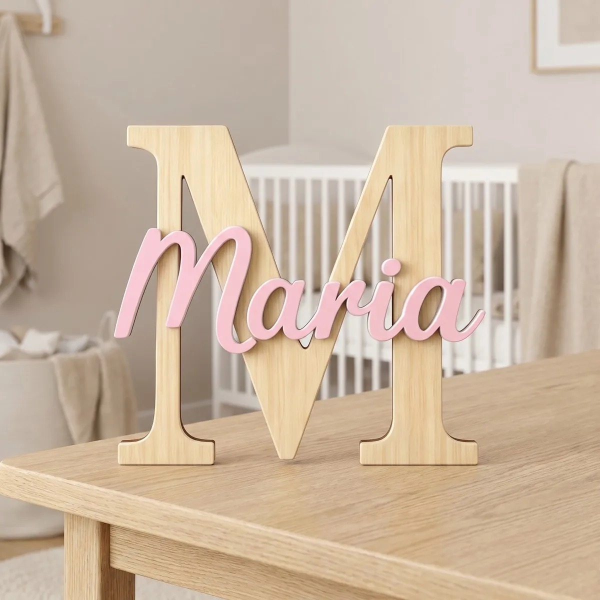 1Pc Custom Minimalist Wooden Name Plaque,Home Kids Room Nursery Bedroom Wall Door Decor,DIY Paintable,Birthday Wedding Gift view 5