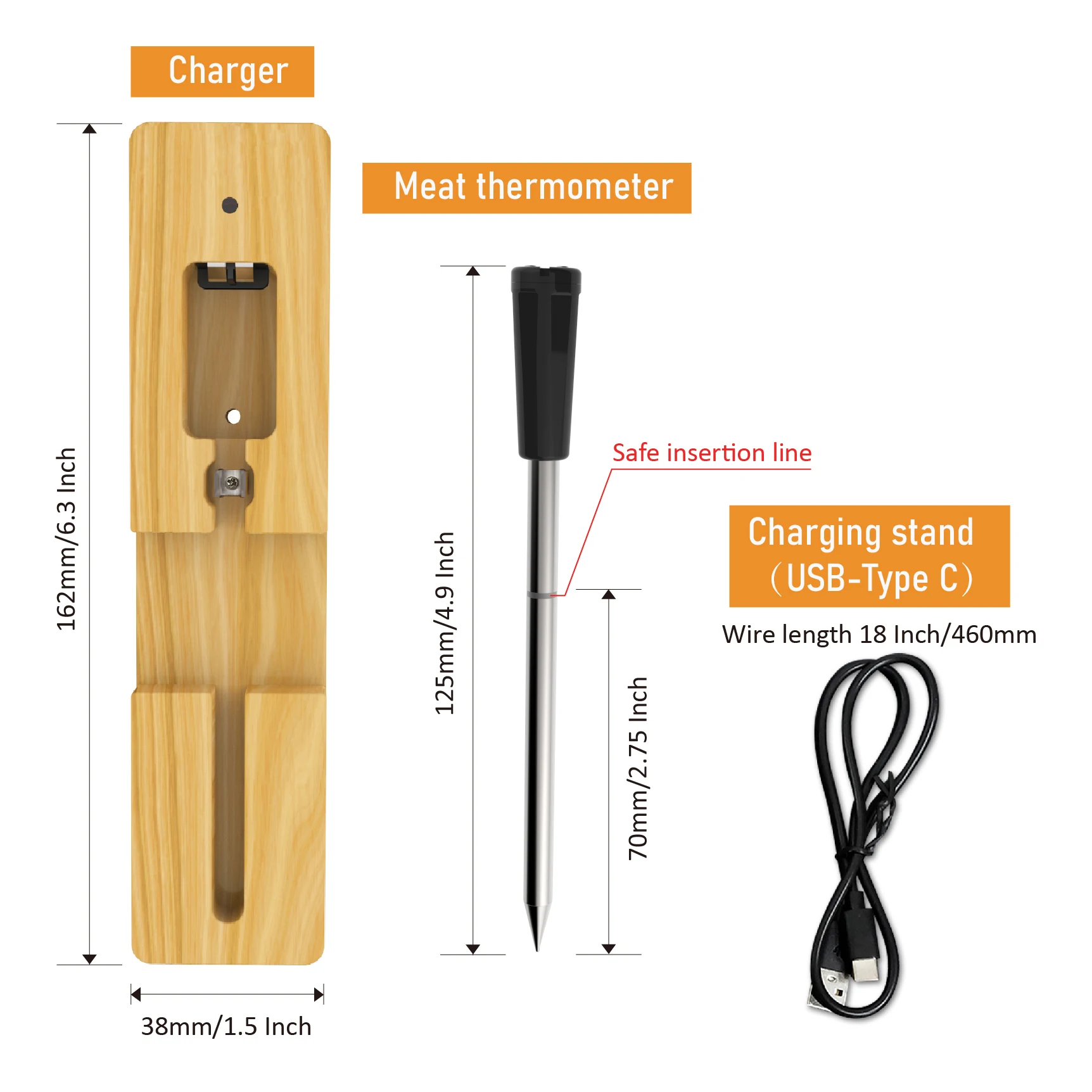 

Wireless Meat Thermometer with 100ft Wireless Cooking Thermometers Range for Grilling Meat Thermometer Wireless