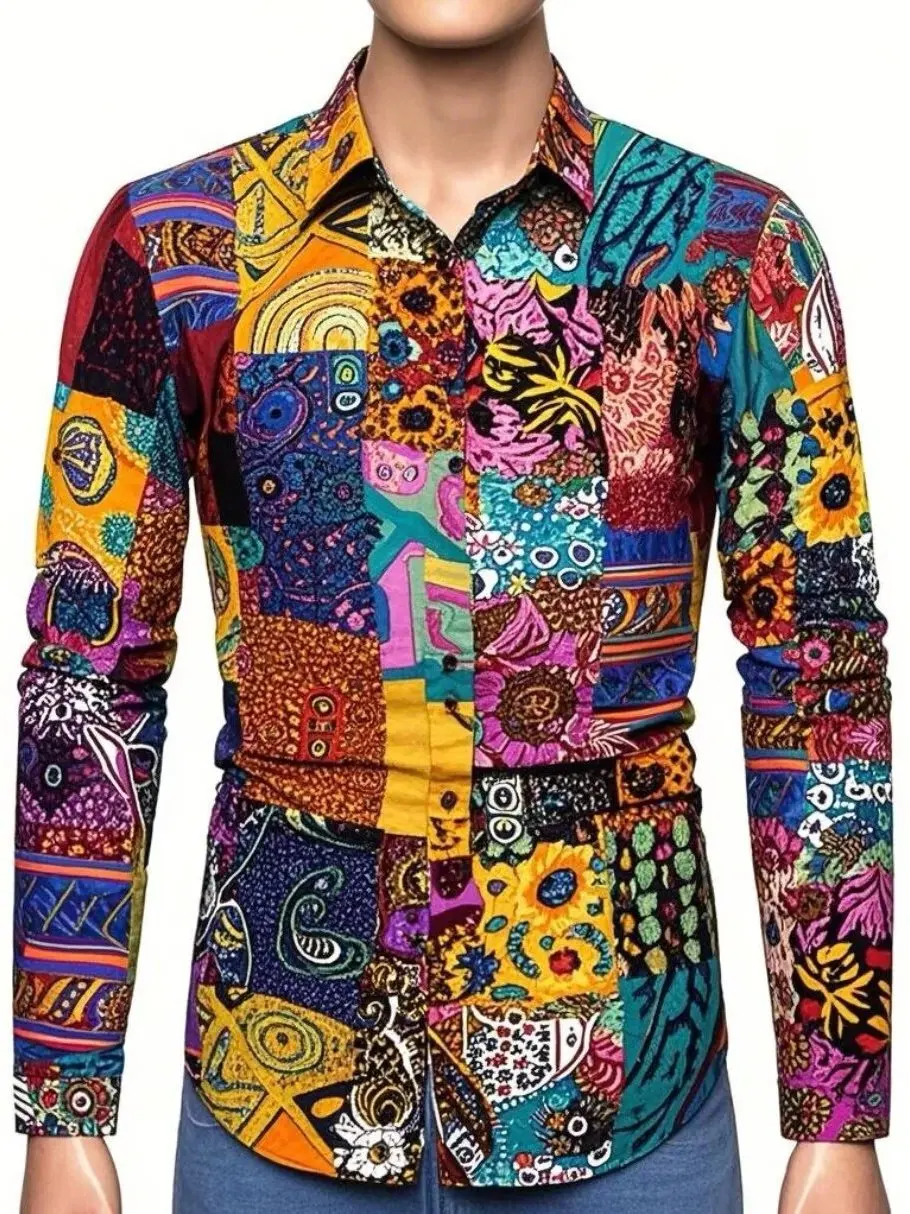 

American West Coast Hip Hop Men's Slim Fit Long Sve Cardigan fiti Social Performance irt Stage Performance Clothing