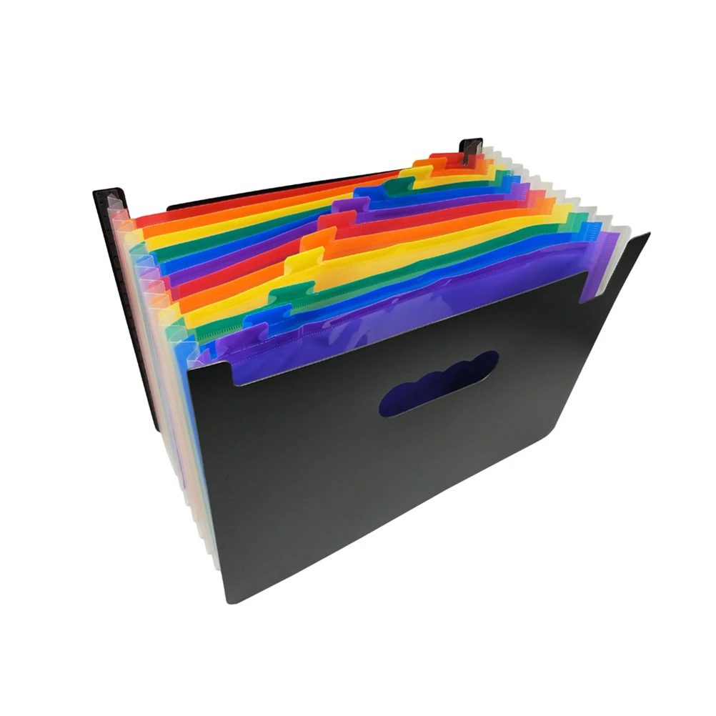 

1pc Plastic Multilayer A4 Snap Closure Accordion Folder Document Organizer Bright Rainbow Color Office