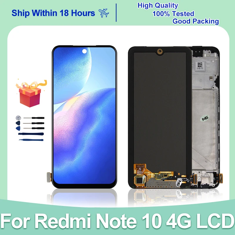 Super AMOLED For Redmi Note 10 4G LCD Display M2101K7AG Screen Digitizer For Xiaomi Redmi Note 10S M2101K7AI LCD Replace