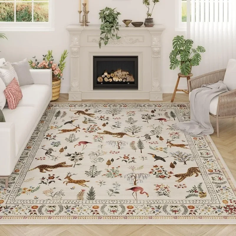 Carpet for Living Room Floral Animal Vintage Bedroom Rugs Soft Non Slip Floor Mat Nursery Decorative Plush Rug Alfombra 러그 Ковер - view 2