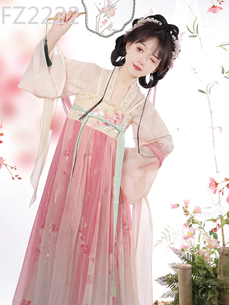 Hanfu women's chest-length pleated skirt with silk Tang made Han elements daily spring and summer models