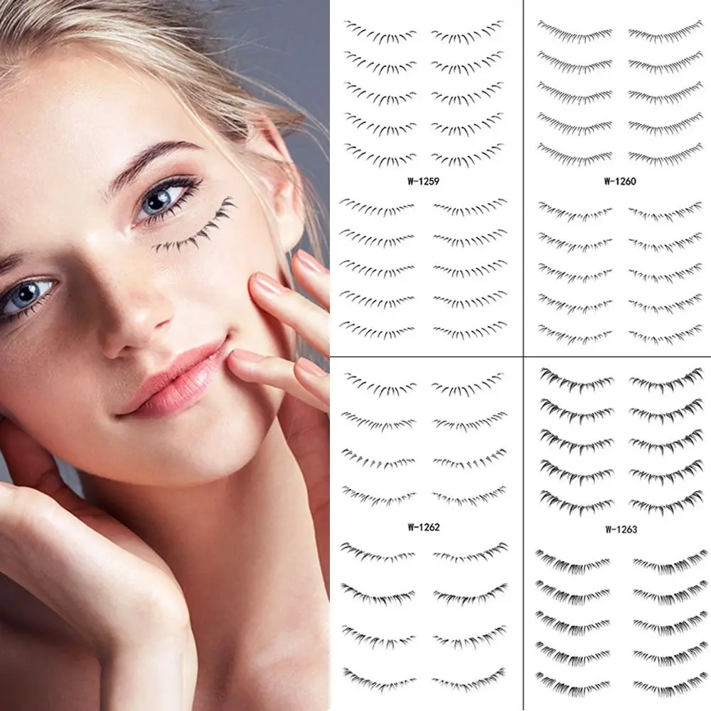 8/10Pairs Multi-Style Lower Eyelash Tattoo Stickers 3D Waterproof False Eyelashes Stickers Long Lasting Disposable