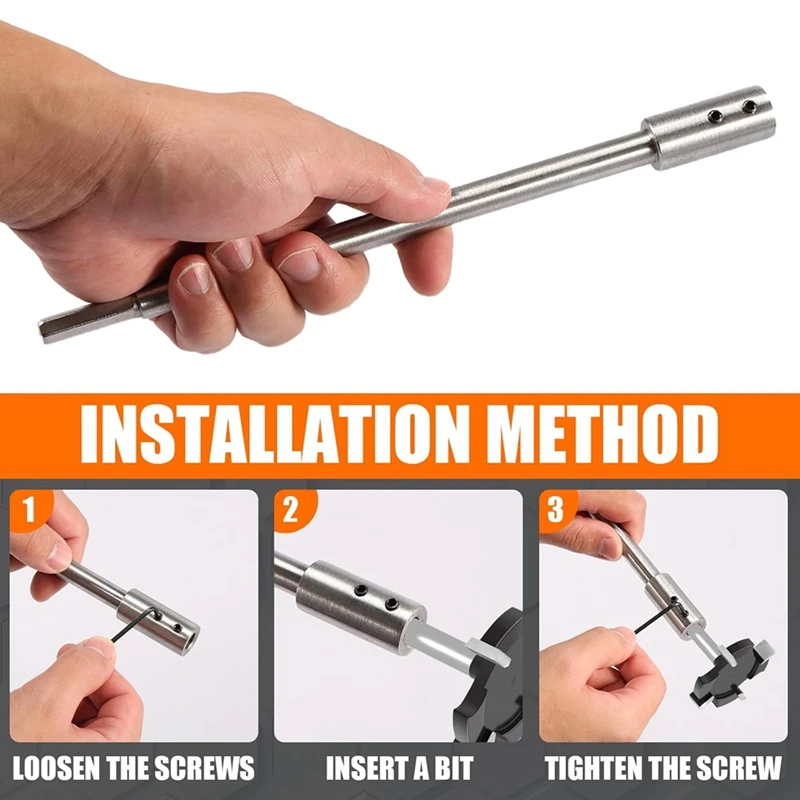 10Inch Bit Extension For 3/8In Round Shank,Wood Spade Drill Bit Extender,For Adding Over 8-3/4Inches Of Drilling Depth