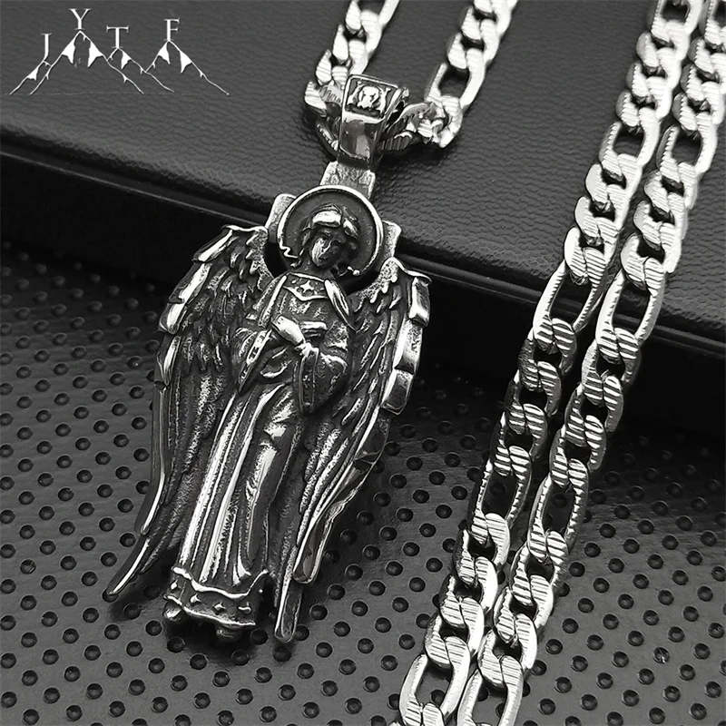 

Creative Design Redemption Virgin Mary Angel Pendant Necklace Men Women Fashion Punk Street Accessories Stainless Steel Jewelry