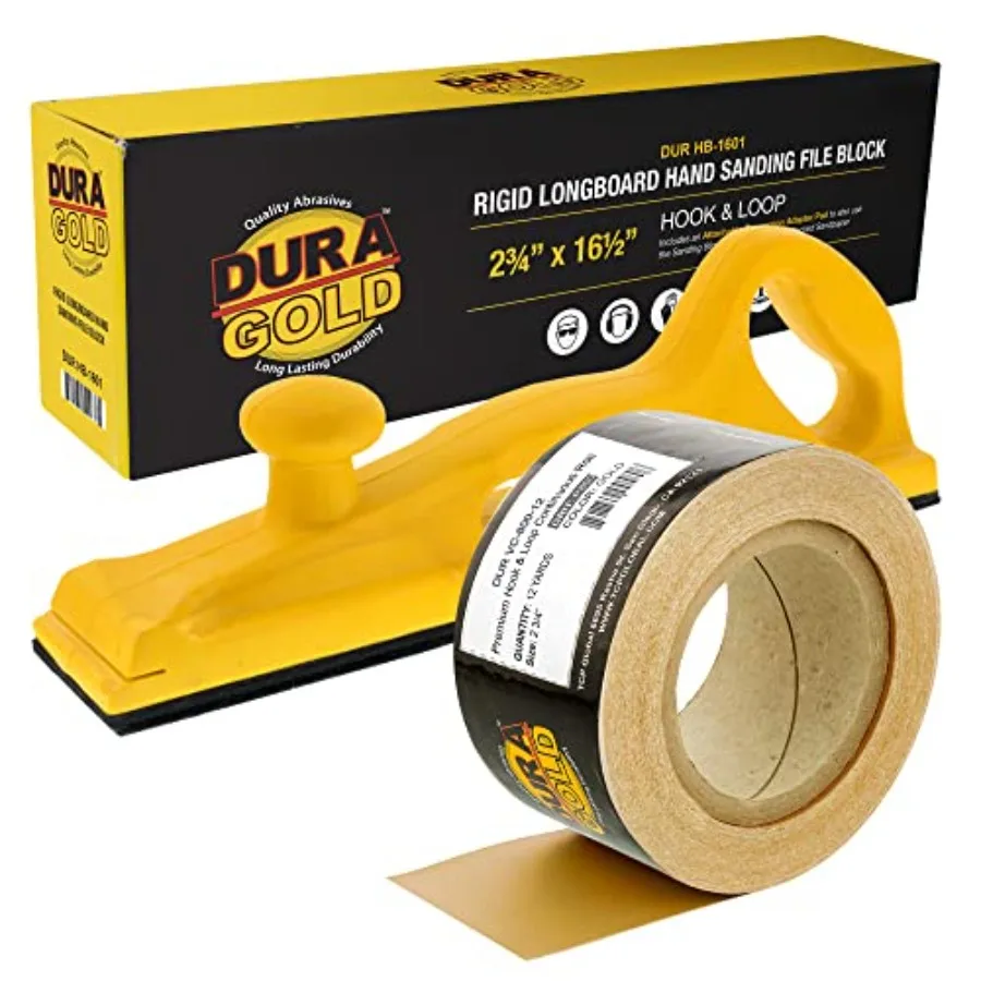 

Pro Series Rigid Longboard Hand Sanding File Block with Both Hook and Loop Backing and PSA Backing Adapter Pad and 800 Grit PSA