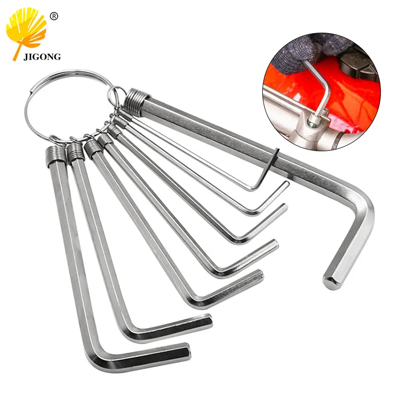 Multipurpose hexagon wrench set Repair tool Flat head top wire hanging bag Spring ring Hexagon wrench