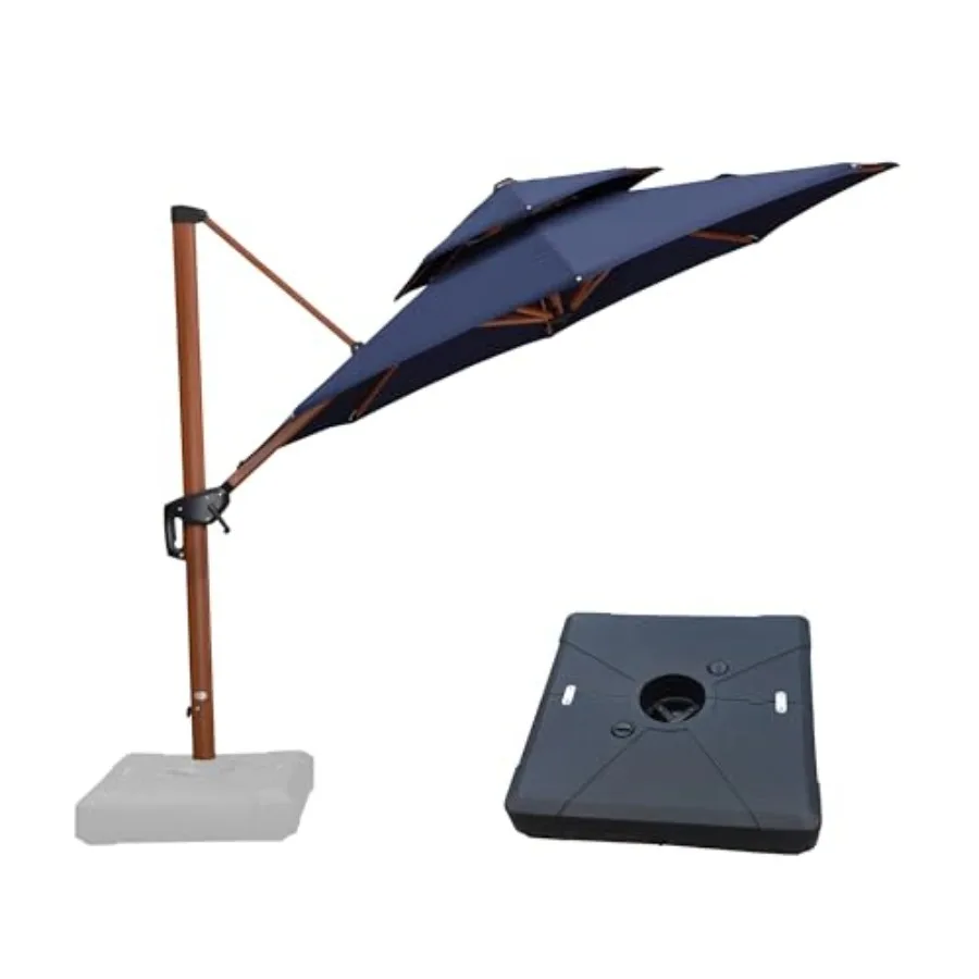 

Patio umbrella with base, windproof and UV resistant polyester fabric in beige