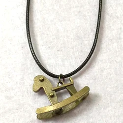 Vintage Antique Bronze Metal Alloy Rocking Horse Pendant Necklace Women Choker Wax Cord Rope Necklace Jewelry Fashion Jewellery