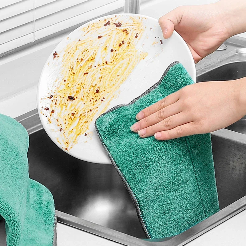 Kitchen Daily Dish Towel Dishcloth Rag Utensils for Kitchen Cleaning Products for Home Absorbent Scouring Pad