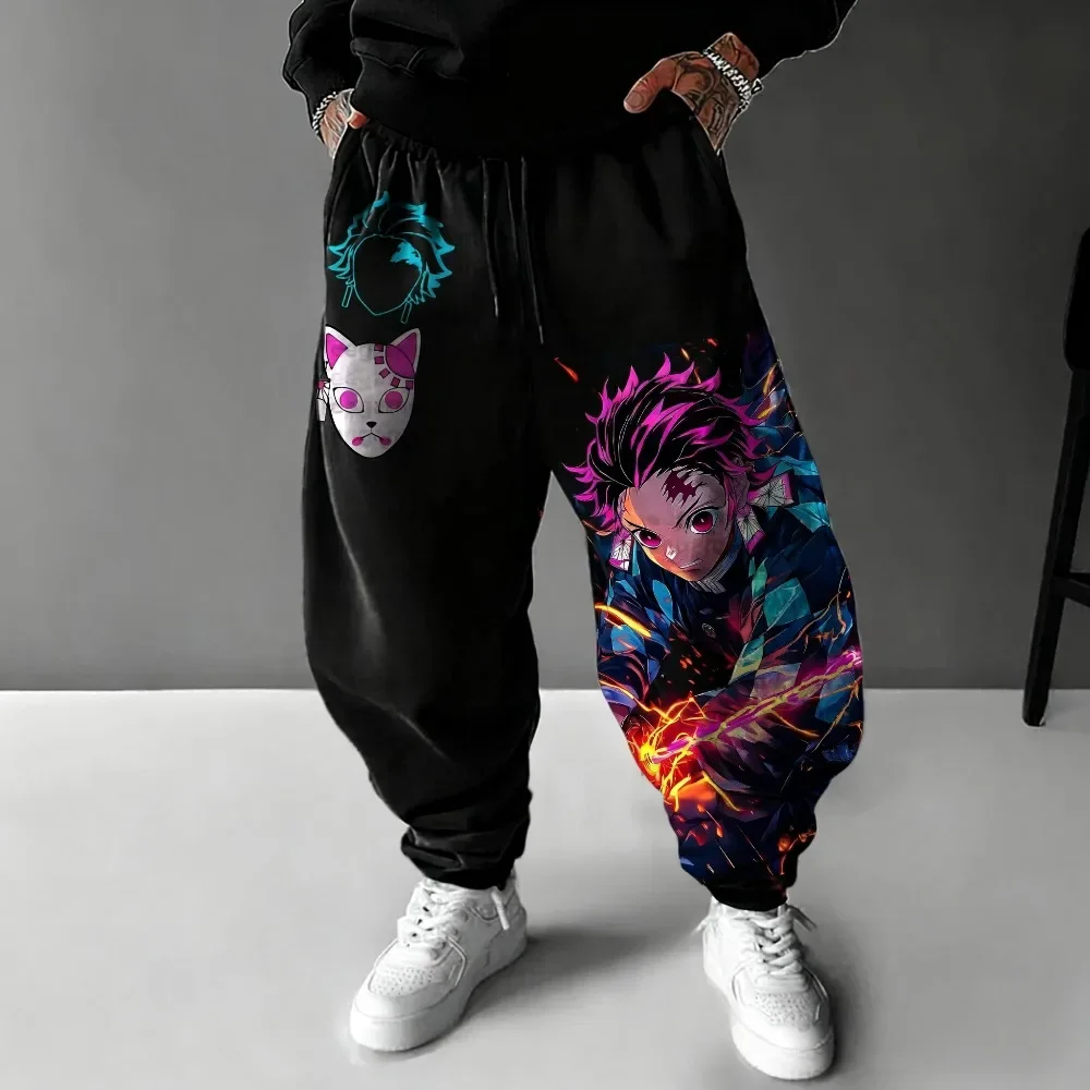 

Demon Slayer Anime Kamado Tanjirou Versatile Sweatpants Autumn/Winter Men's Loose Casual American Trend Y2K Cotton Pants