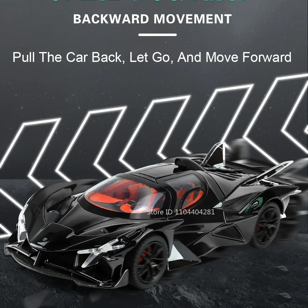 1:24 아폴로 EVO IE 합금 스포츠카 다이캐스트 모델 도어 개폐 가능 고무 타이어 사운드 라이트 후진 시뮬레이션 모델 어린이 선물