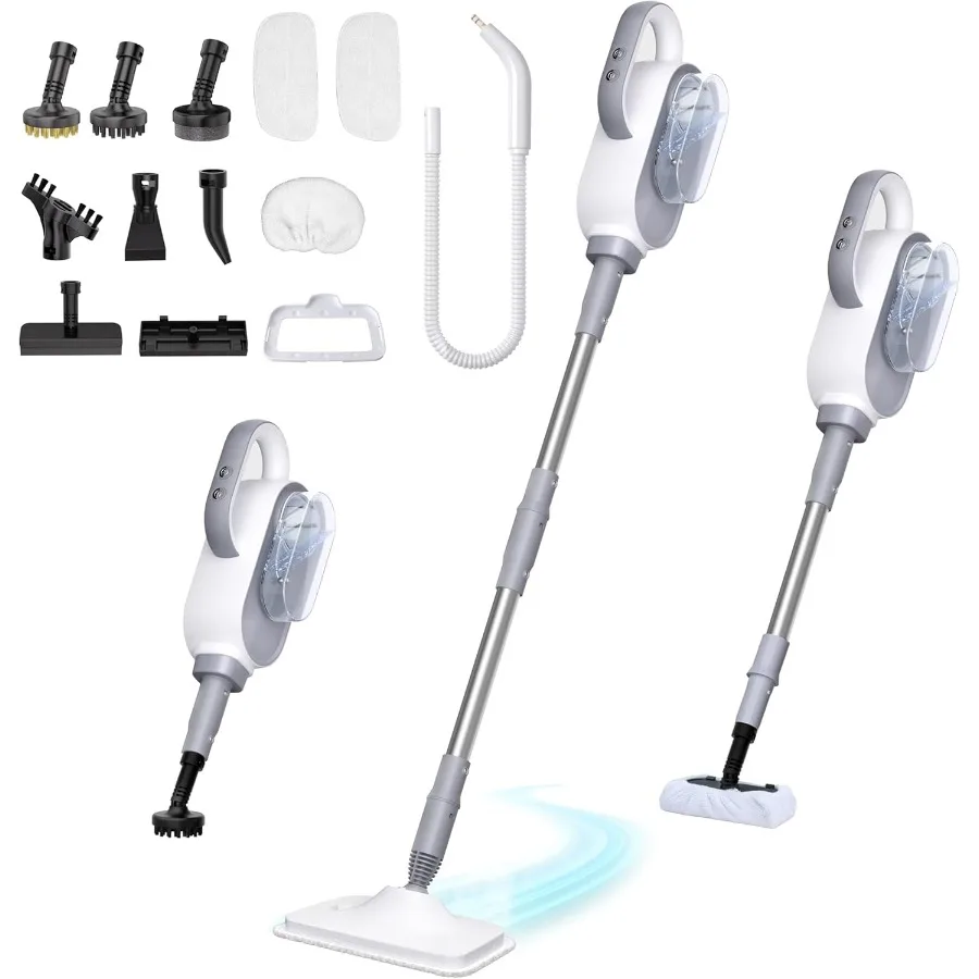 Mop parowy 13w1, mocny ręczny odkurzacz parowy z 13 akcesoriami, zbiornik na wodę 500 ml, odpinany kabel zasilający 7 metrów, odłączane mopy parowe.