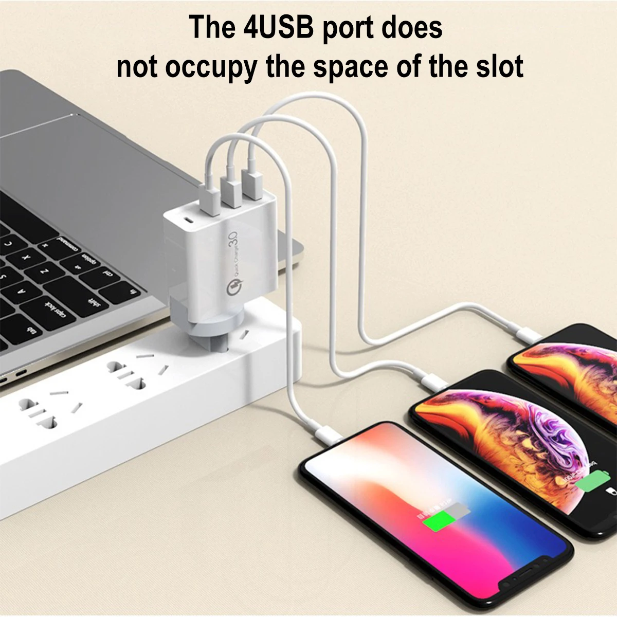 48W USB Phone Charger 4 Ports USB Charger Quick Charge 3.0 For iPhone 14 13 Samsung Oneplus Xiaomi EU/USMulti Plug Wall Charger