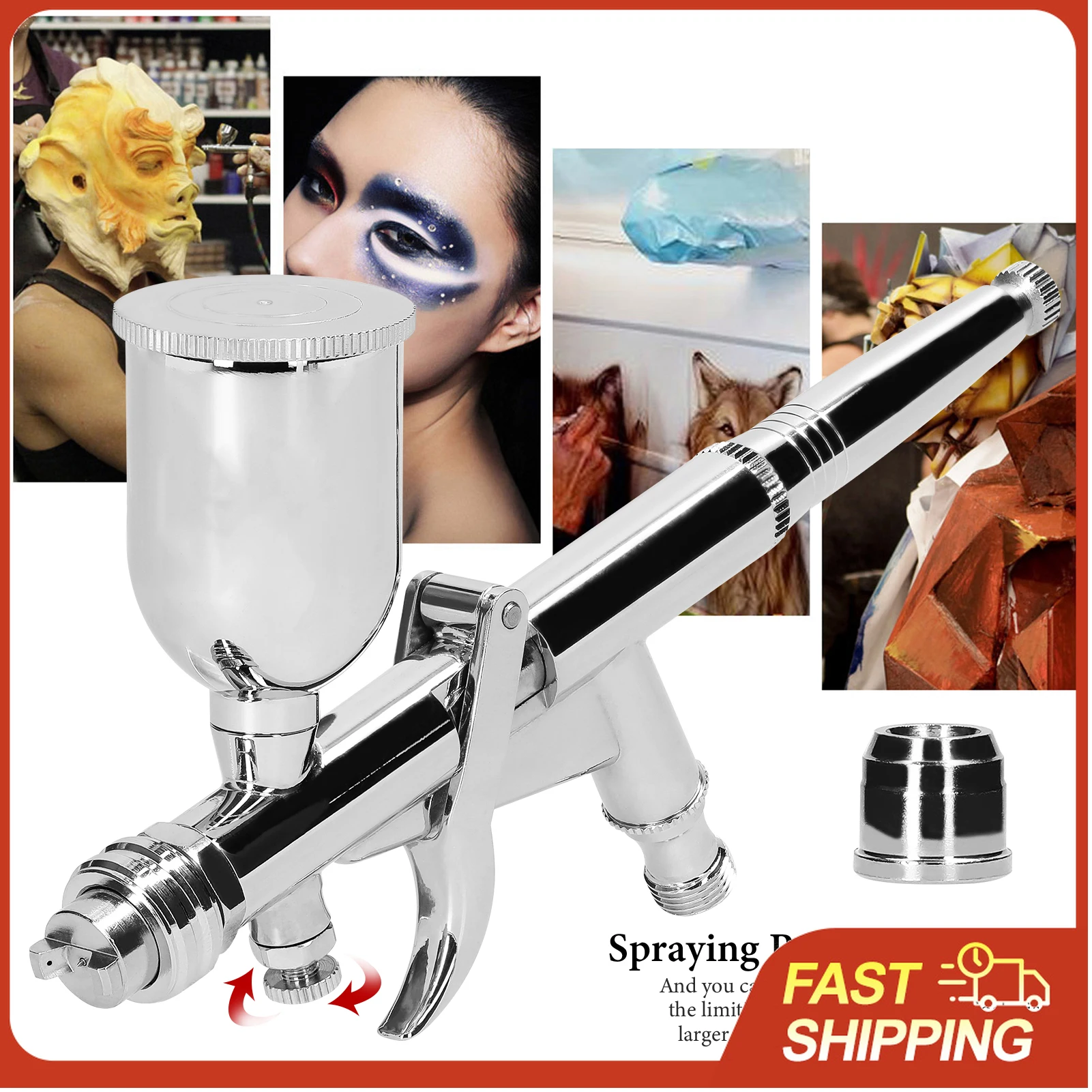 

0.5mm Dual-Action Airbrush Kit 15cc Cup for Model Painting Cake Decorating T-Shirt Art Adjustable Spray Pattern T217/T217A