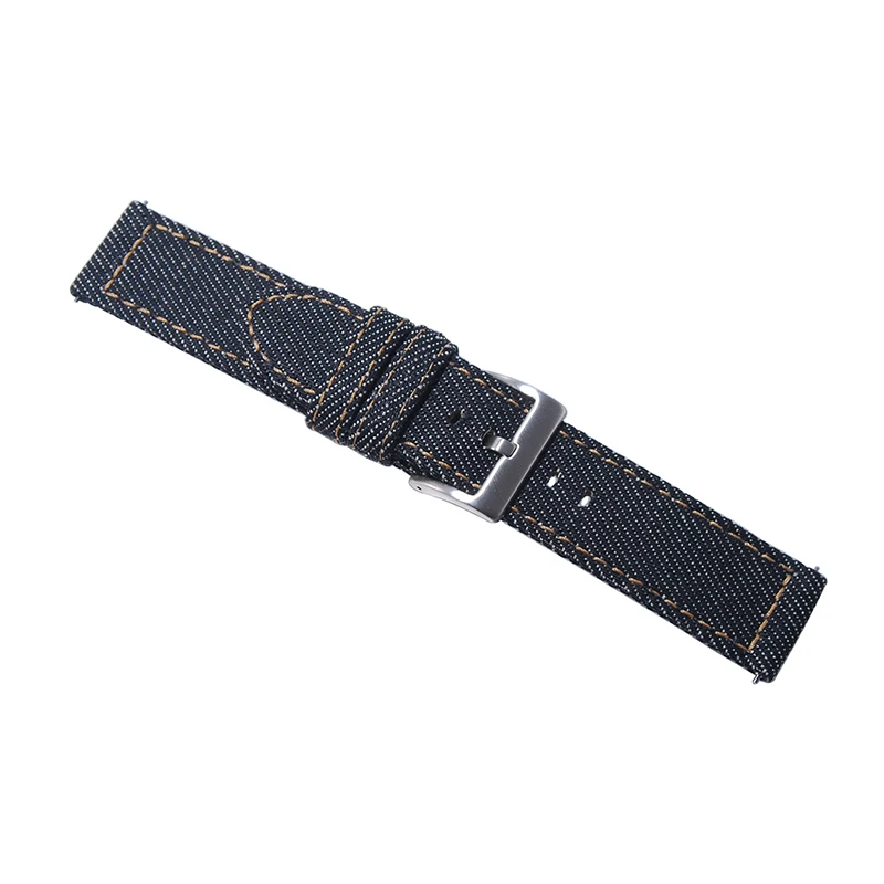 22mm Denim mens Quick Release watch strap black vintage canvas cotton  Jeans Denim watchbands