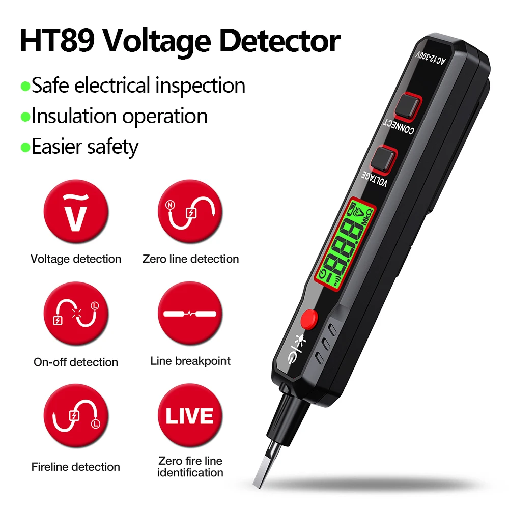 HT89 12V-300V Pen Type Voltage Detector Smart Breakpoint Finder Continuity Test AC Voltage Indicator Tester Electrician Tools