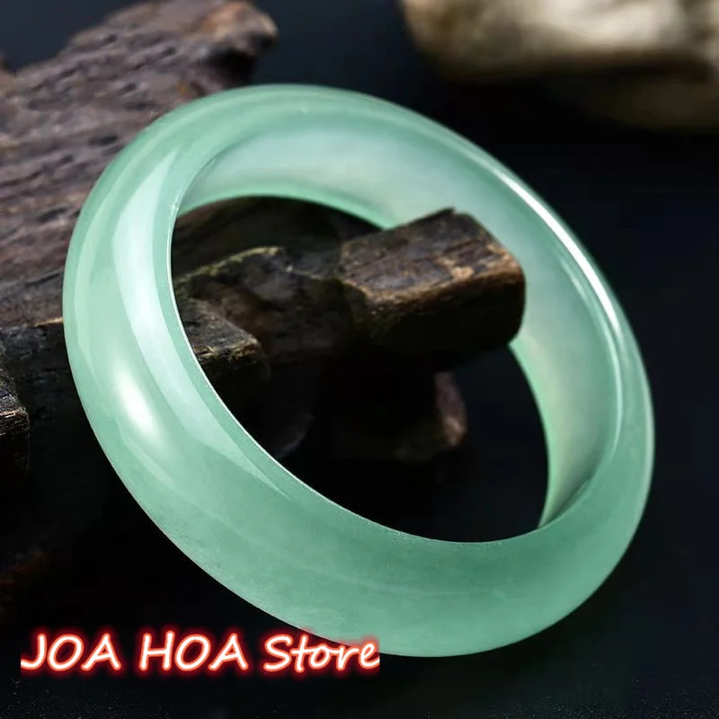 

Natural Ice Type Emerald Color Bangle Jadeite Light Green Jade Bracelet Women's Handring Explosive Jewelry