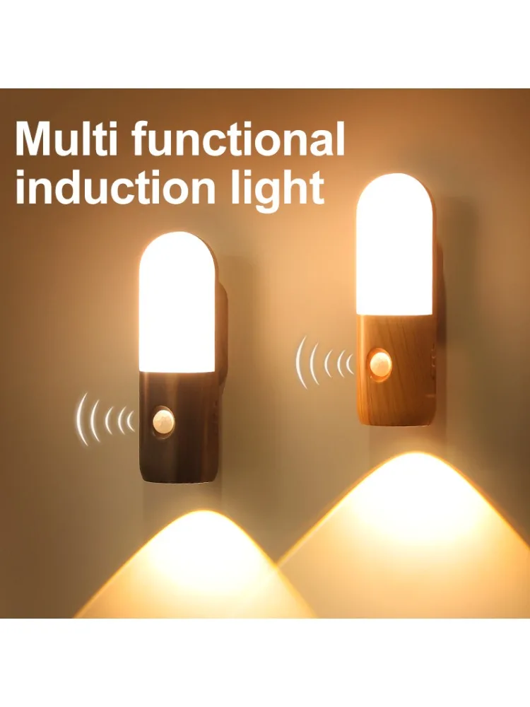 

Ночник с датчиком движения 2 Вт для дома/спальни, перезаряжаемый через Type-C, не требует установки, мощный магнитный светильник для лестниц