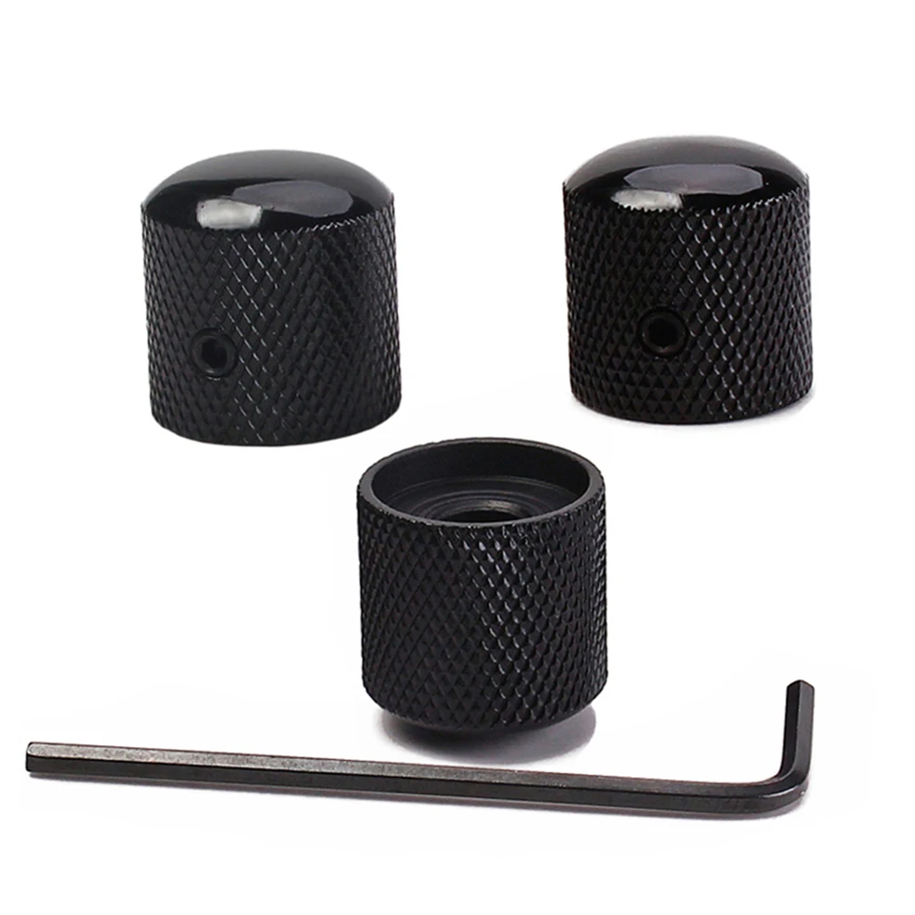 

3 Pcs Black Guitar Control Knob Tone Volume Bass Replacement Dome Knobs for Amp Shaft Accessories Tools