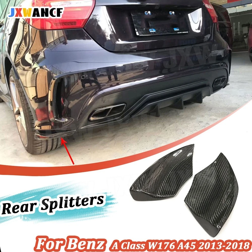 

JXWANCF 2 шт., задний спойлер из углеродного волокна для Benz A Class W176 A250 AMG A45 2013-2018, накладка на бампер, фартуки Canard FRP