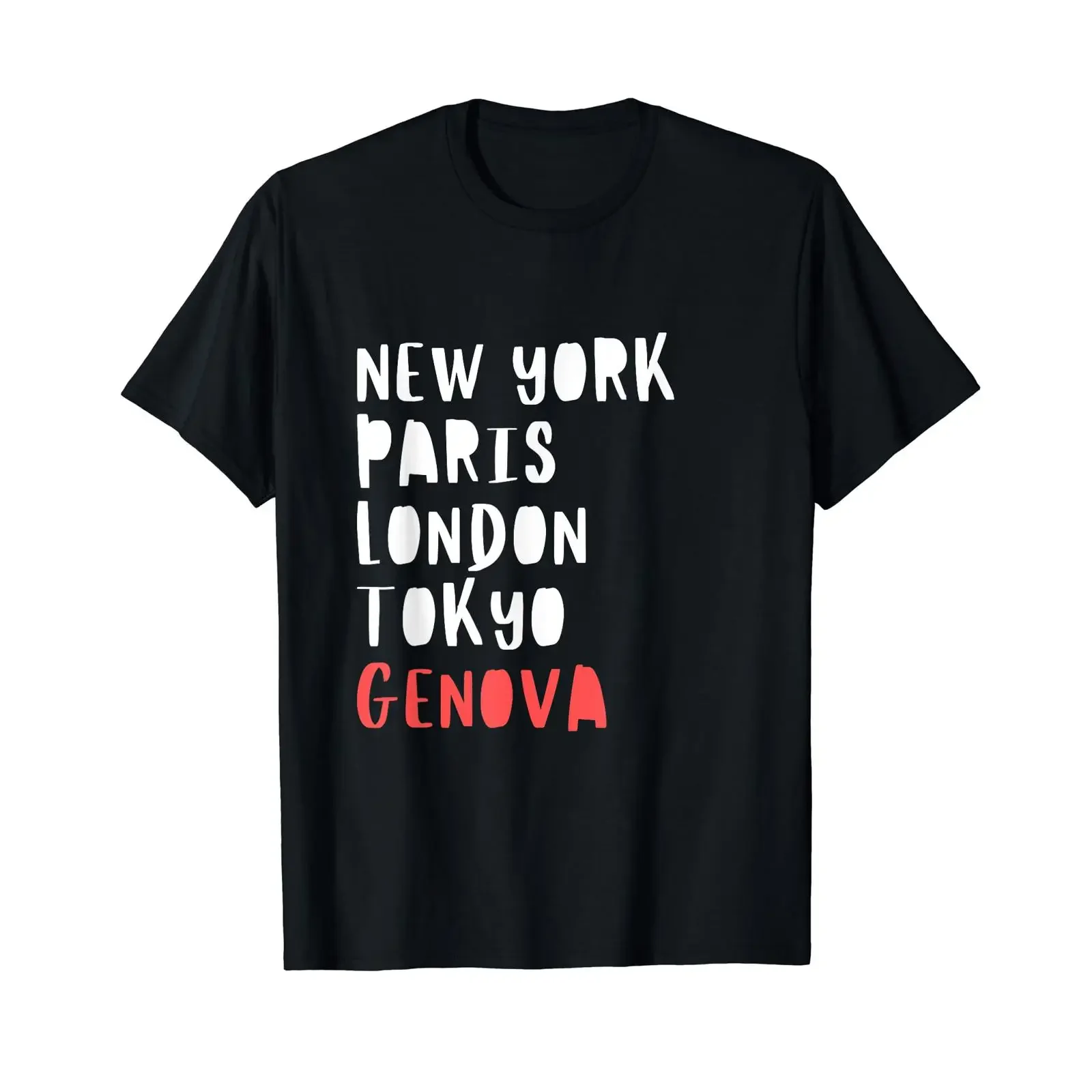 Camiseta Engraçada de Souvenir para Viajantes em Gênova, Amantes da Cidade, Itália, Preta, Tamanho S, Vintage, Lavada, Versátil, Unissex, Confortável e Respirável