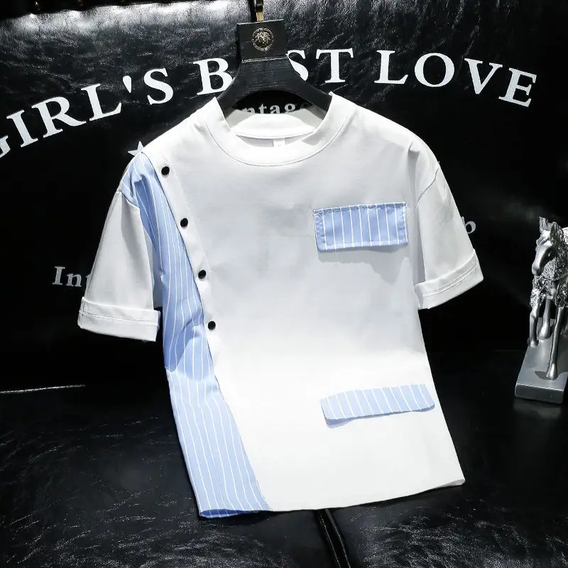 Stylish Men's Summer Short Sleeve T-Shirt with Design Collage