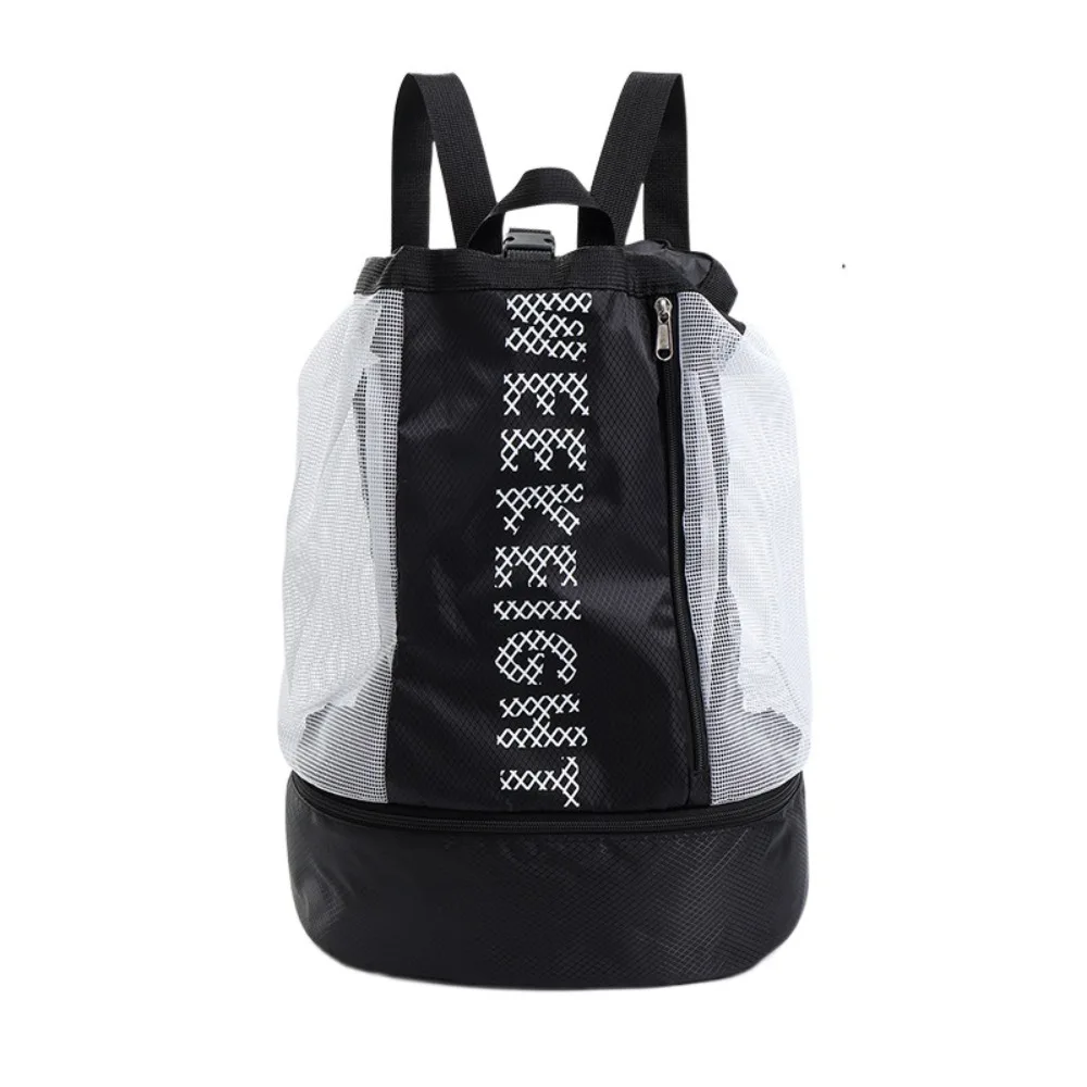 

Dry Wet Swimming Mesh Backpack Clear Breathable Drawstring Beach Rucksack Shoes Pocket Large Capacity Visible Schoolbag