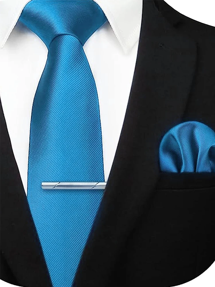 JEMYGINS Solide Grün Blau Männer Mode Krawatte Taschentuch Krawatte Clip für Smoking Zubehör Klassische Seide Luxus Krawatte für Mann Geschenk – Detail 15