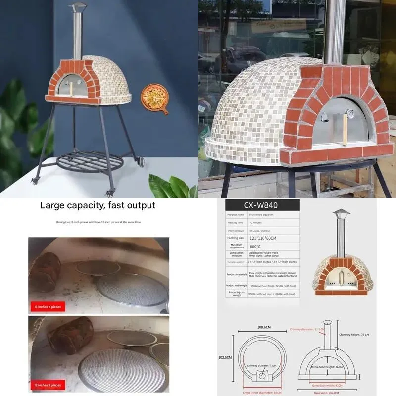 2025 Hot Selling Commercial Wood Fired Pizza Oven High Quality Clay Bricks for Restaurants Hotels Outdoor Use
