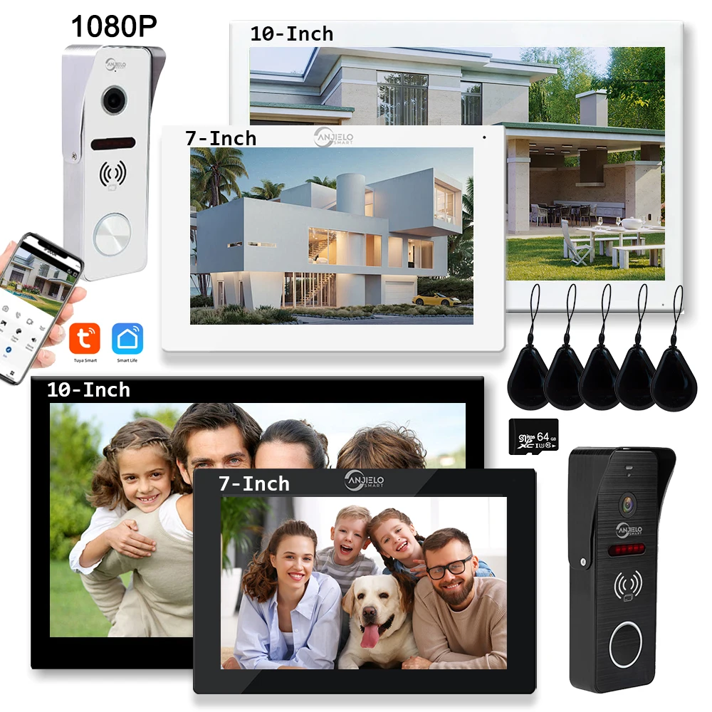 Tuya 7/10 Inch Wifi 1080P Video Intercom for Home Touch Monitor Inductive Card Access Control System Waterproof Night Vision