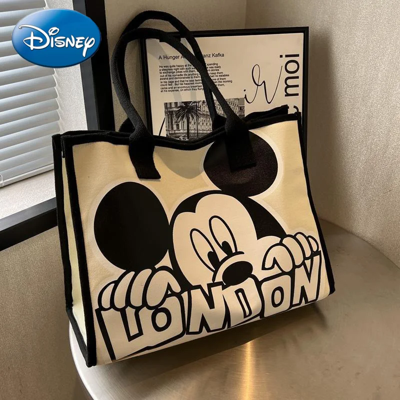 Disney New Mickey Canvas Bag Women's Versatile Casual Shoulder Bag Commuter Handbag Large Capacity Multifunctional Mommy Bag