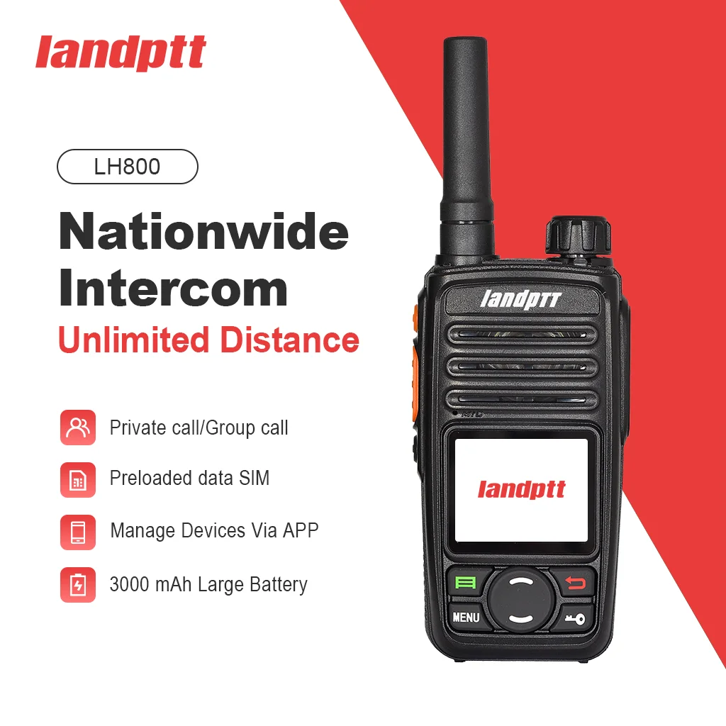 Landptt talkie-walkie 4G POC réseau longue portée plate-forme gratuite grande batterie gamme mondiale Communication carte Sim Radio LH800