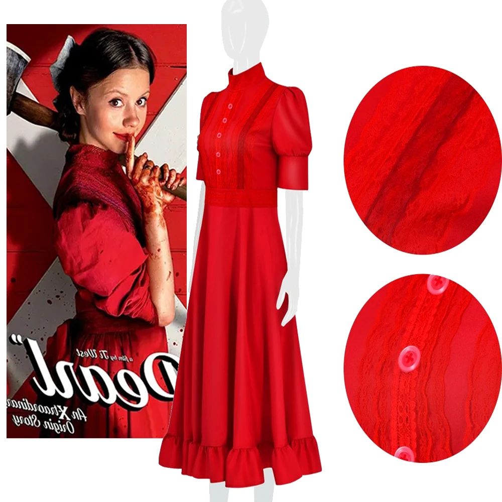 

Vintage Lace Dress Medieval Horror Pearl Cosplay Dress For Woman Halloween Movie Costume Disguise Masquerade Role Play Party