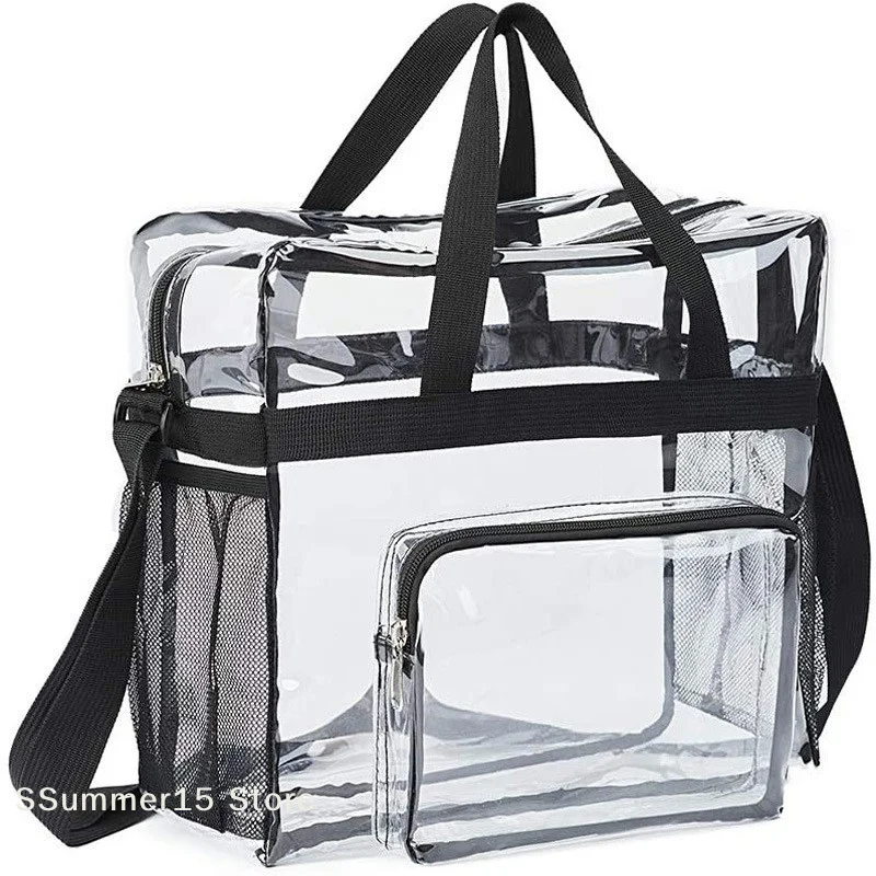 

【R】Large Capacity PVC Transparent Bag Portable Washing Bag Clear Tote Multi Pocket Handbag