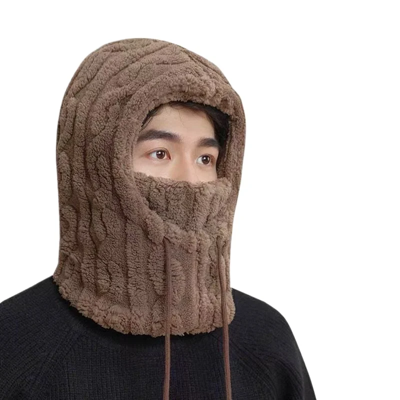 New Hat Scarf Integrated Thermal Cap Plush Ear Protection and Cold Protection Mask Hat Winter Plush Cycling Cap Beanies Skullies