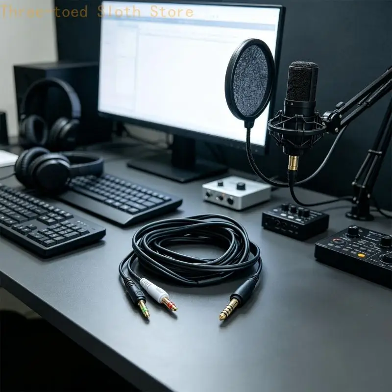 PC-Kopfhörerkabel mit getrenntem für ATH-GDL3, vergoldete Kontakte, 4,4 mm auf zwei 3,5 mm-Enden für Ton und Sprache, 9,8 – Detail 7