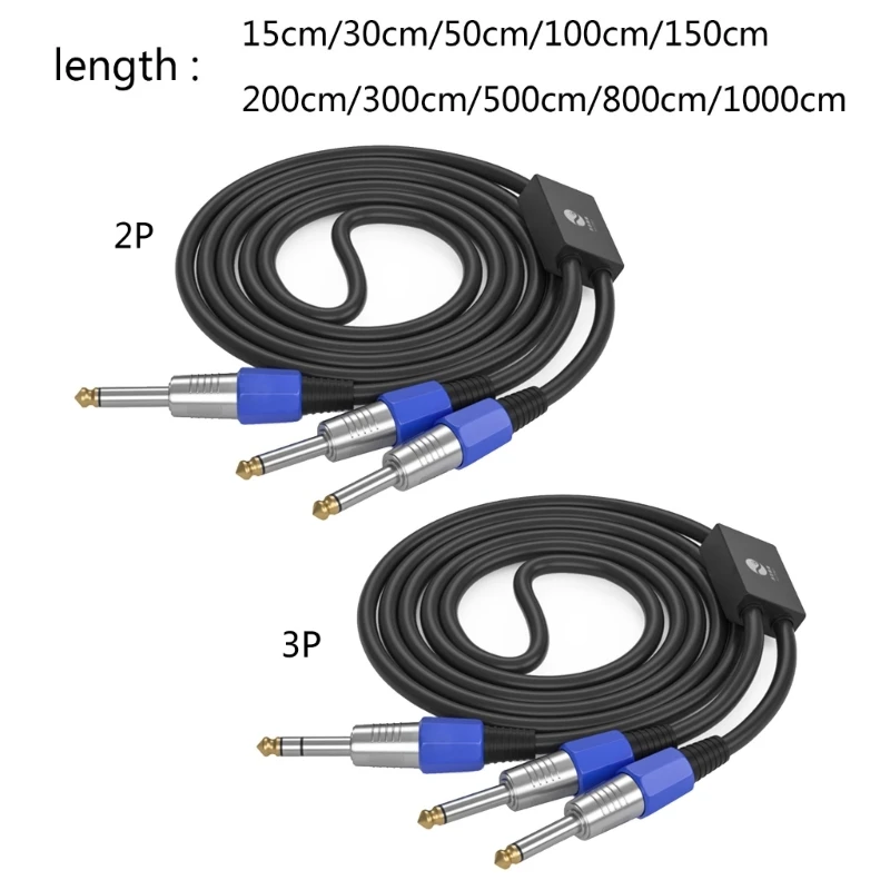 6.35mm 1/4inch Splitter Adapter Cable Male to Double Male Single Channel/Double Channel Stereo Y Type Aux Cord Wire