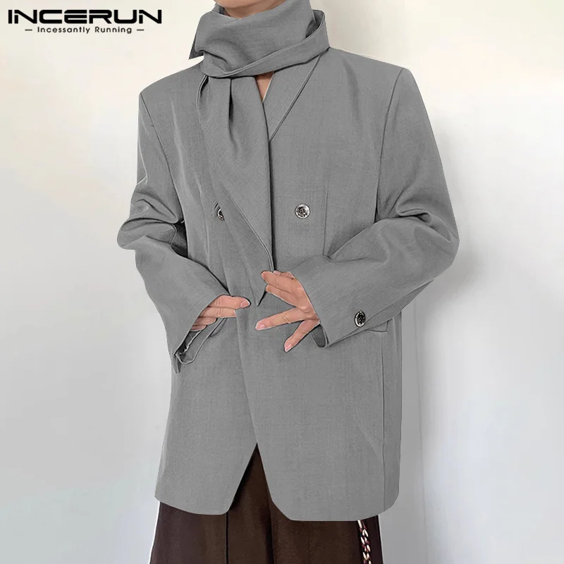 INCERUN Tops 2024 Korean Style Men\'s Deconstructive Design Suit Jackets Casual Streetwear Solid Simple Long Sleeved Blazer S-5XL