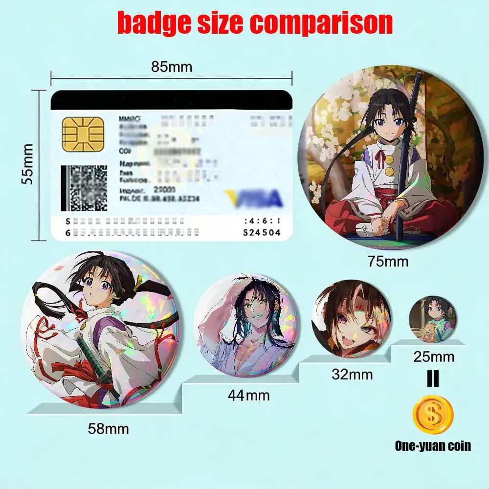 Hojo Tokiyuki  Elusive Samurai Reflective Pin Tinplate Round Brooch Cartoon Cosplay Badges for Bag Hat Toys Gifts
