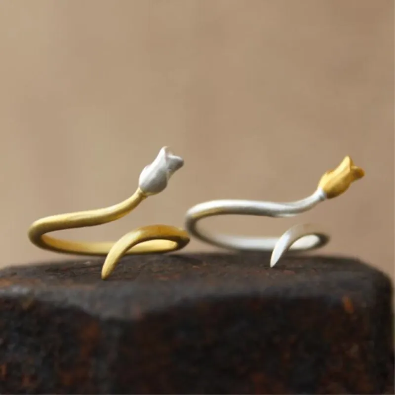 

Popular New Arrival Fashion Small Fresh And Simple Roses 925 Sterling Silver Jewelry Flower Opening Rings R042