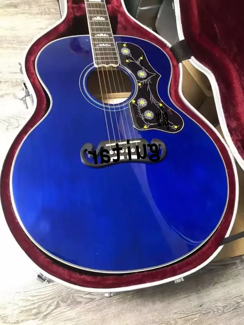 43 inch J200 series black finger blue glossy acoustic acoustic guitar acoustic acoustic guitar