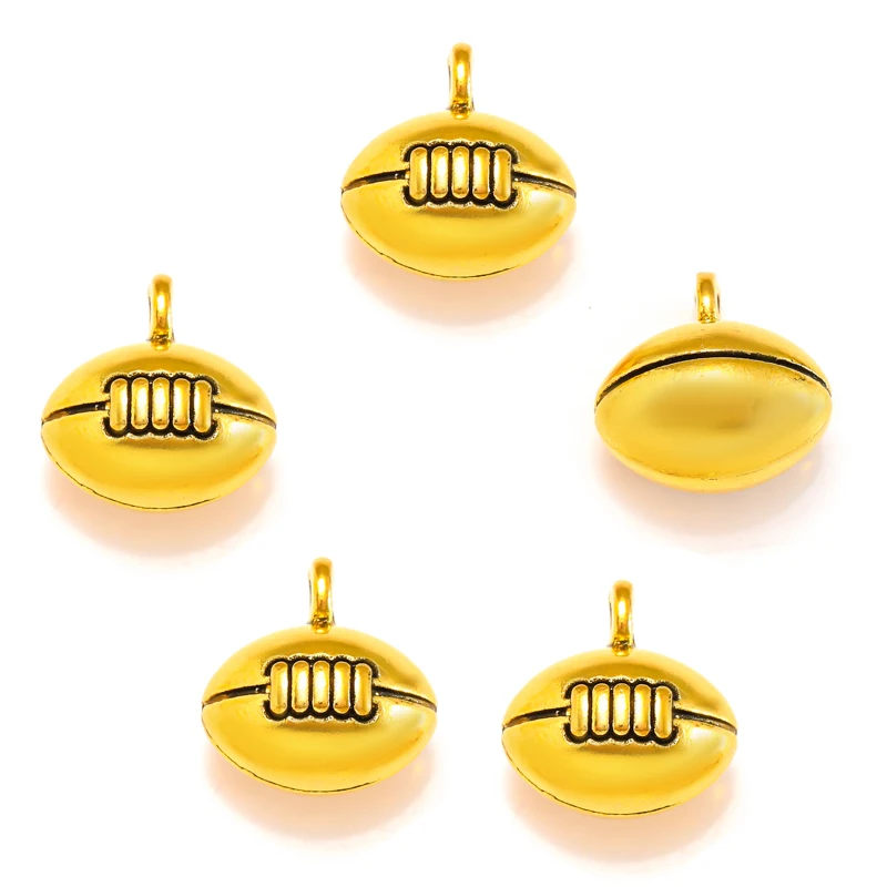 5pcs 5 colors alloy 3D Rugby Charm For Necklace Bracelet necklace Pendant DIY Jewelry Crafts Making Accessories 13*13*10mm J481 image 5