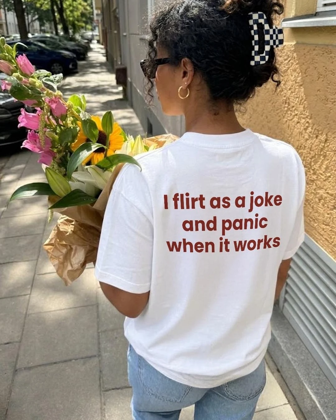 Fashion Trend T-Shirt - High Quality Comfortable and Casual I Flirt As A Joke and Panic When It Works T-Shirt Statement Shirt